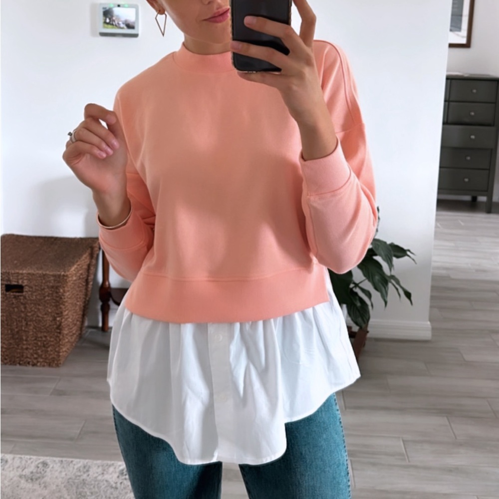 Peach Shirttail Twofer Sweatshirt Calvin Klein Jeans Size XS